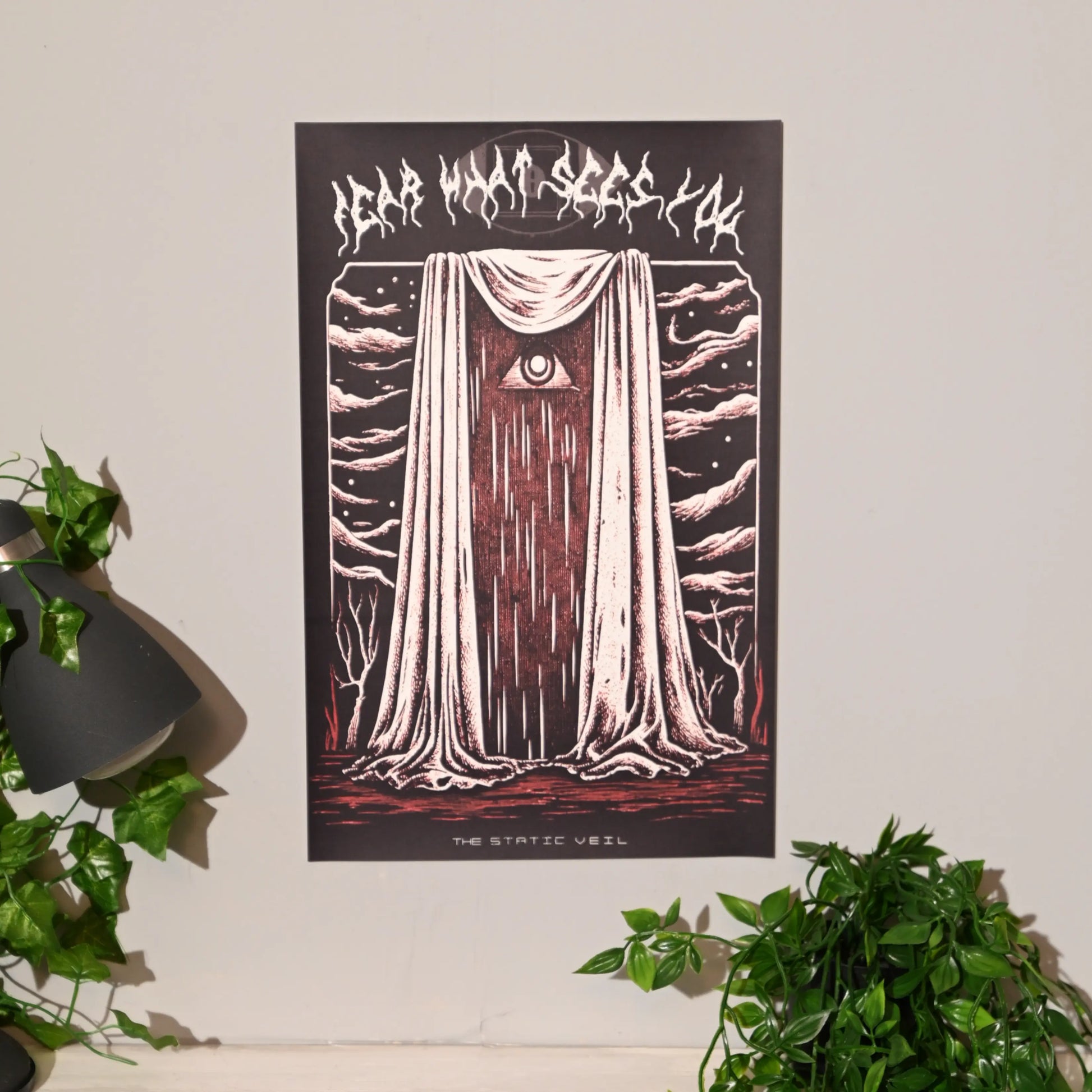 FEAR WHAT SEES YOU - Eye of the Veil Horror Poster - The Static Veil